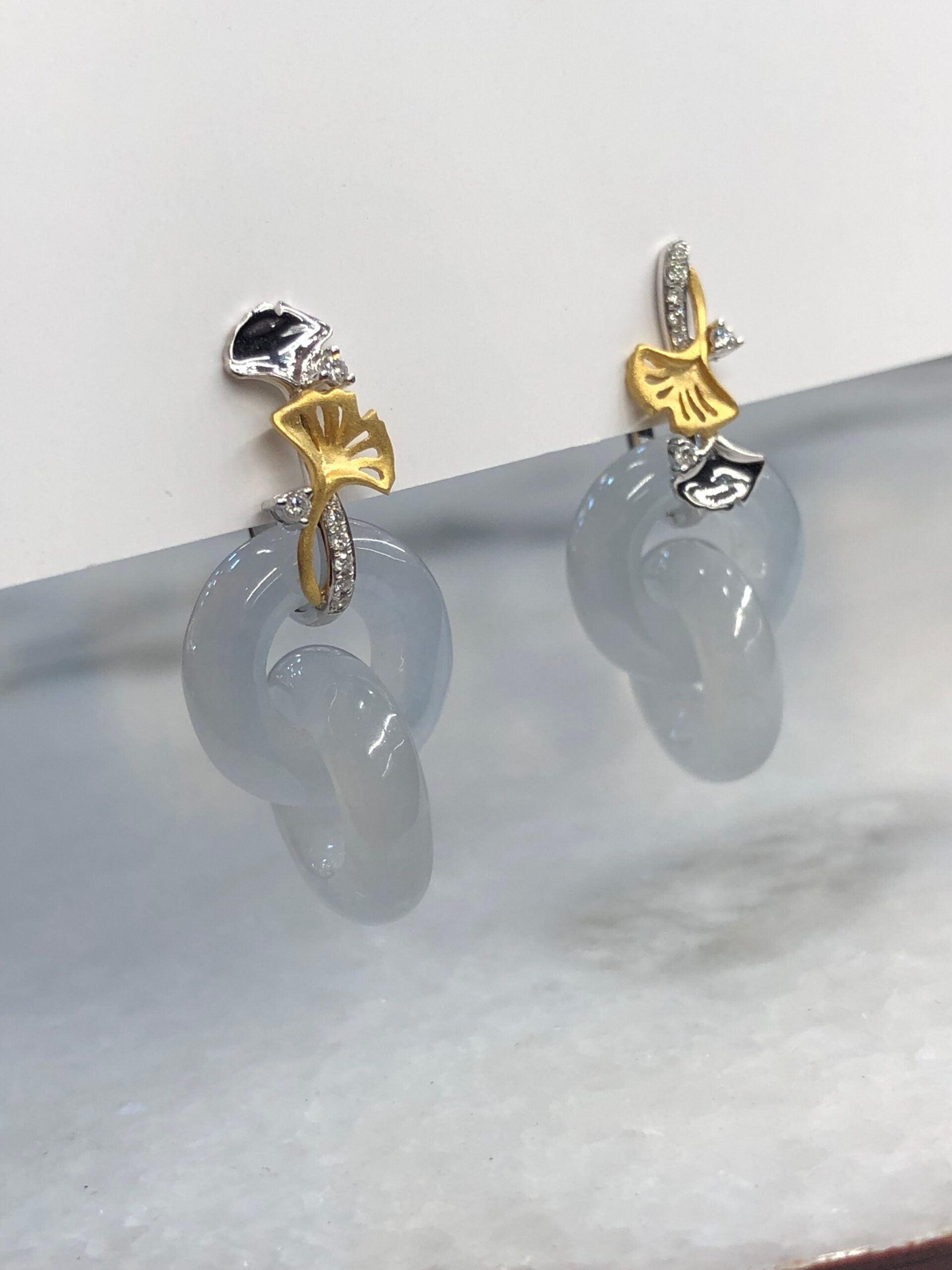 Icy Jade Double Loops Earrings