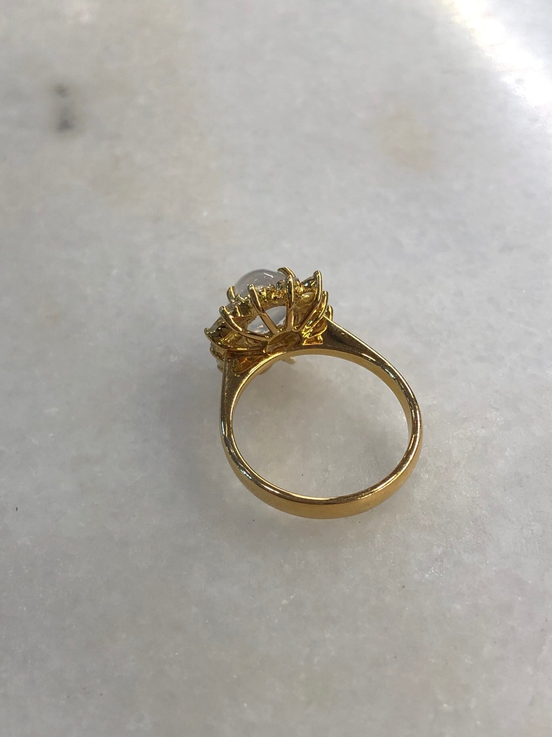 Icy Jade Cabochon Ring (Glassy Variety)