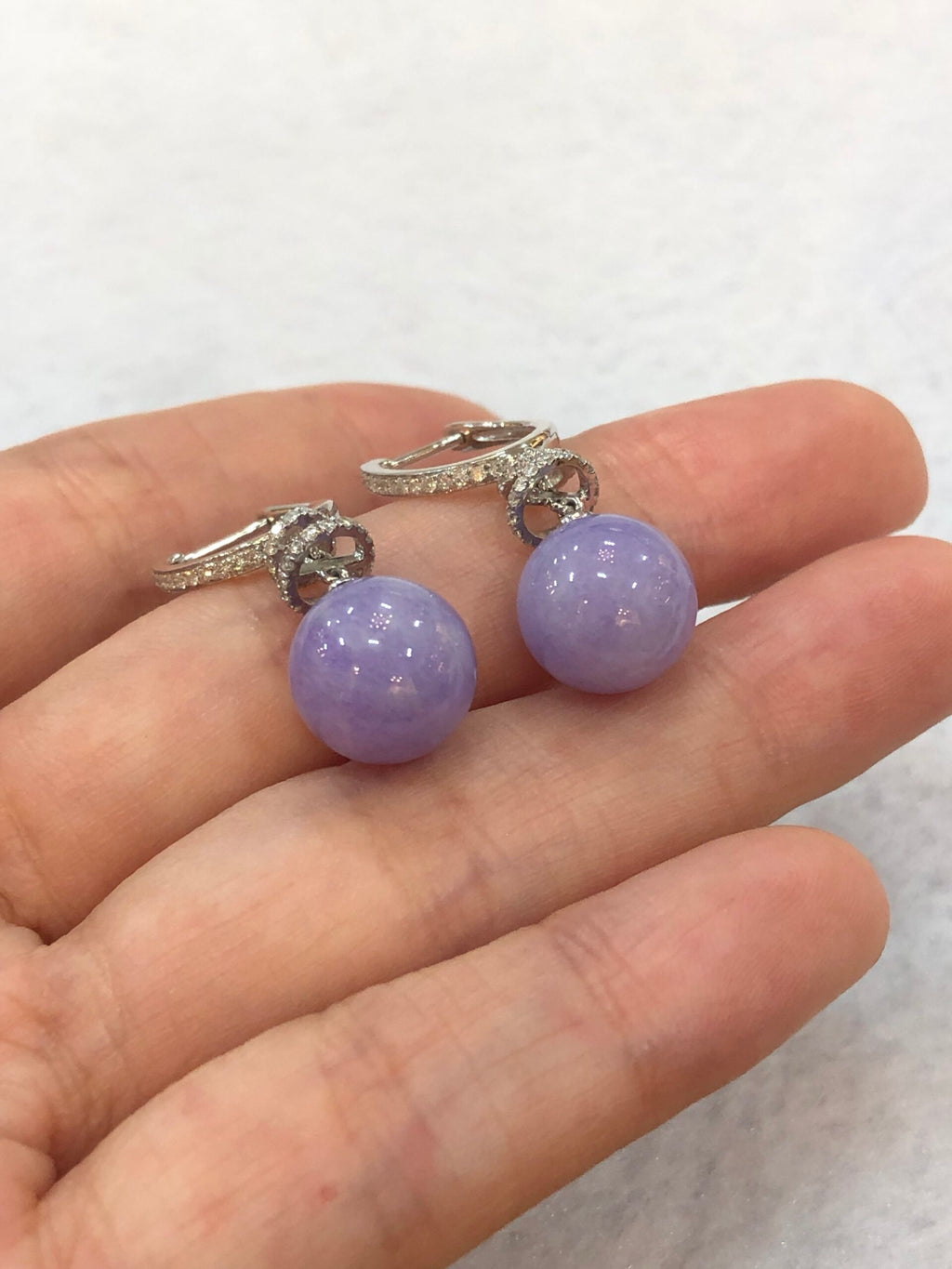Lavender Jade Ball Earrings