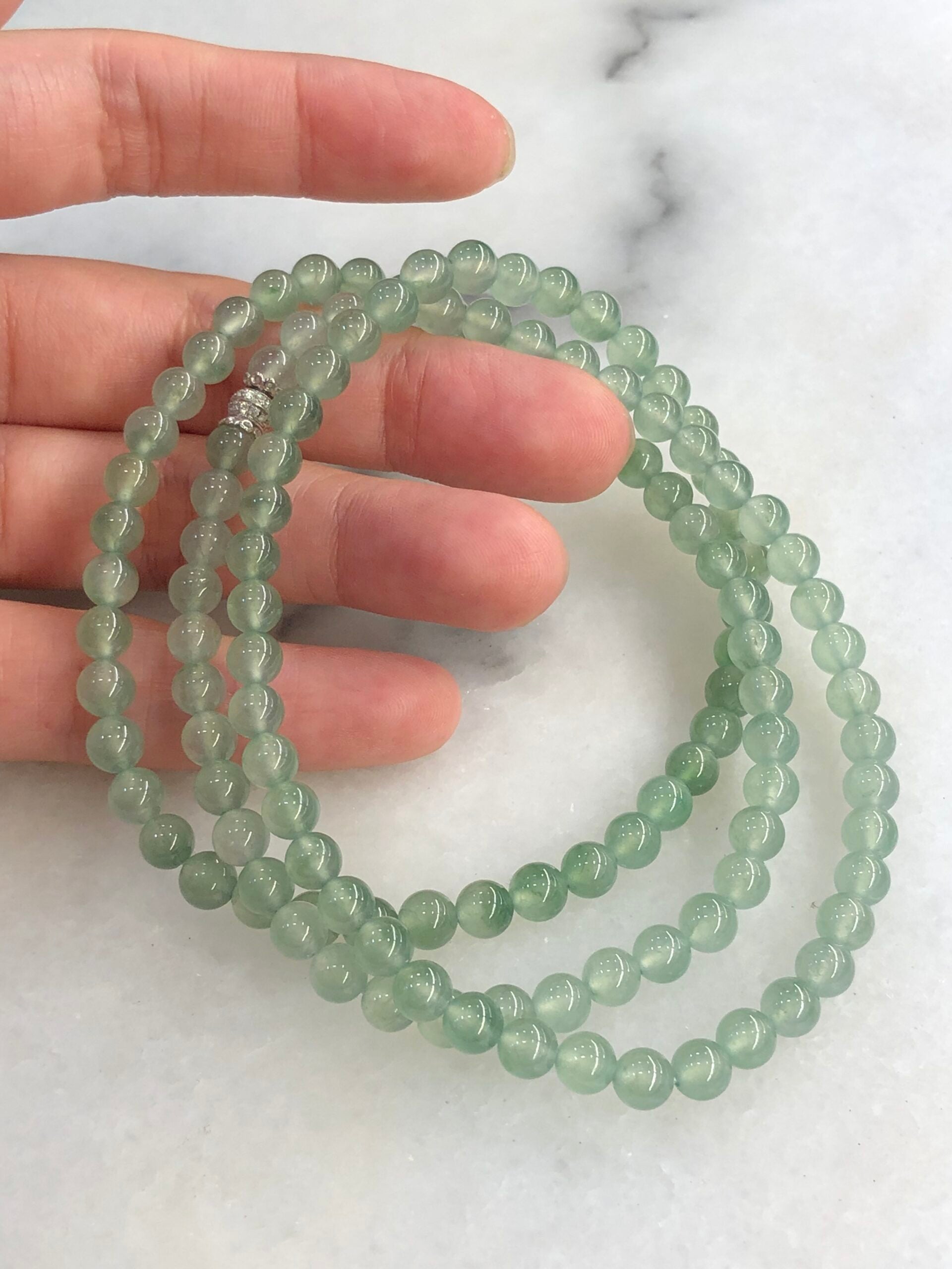 Icy Green Jade Beads Necklace