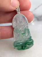 Icy Green Jade Guan Yin Pendant