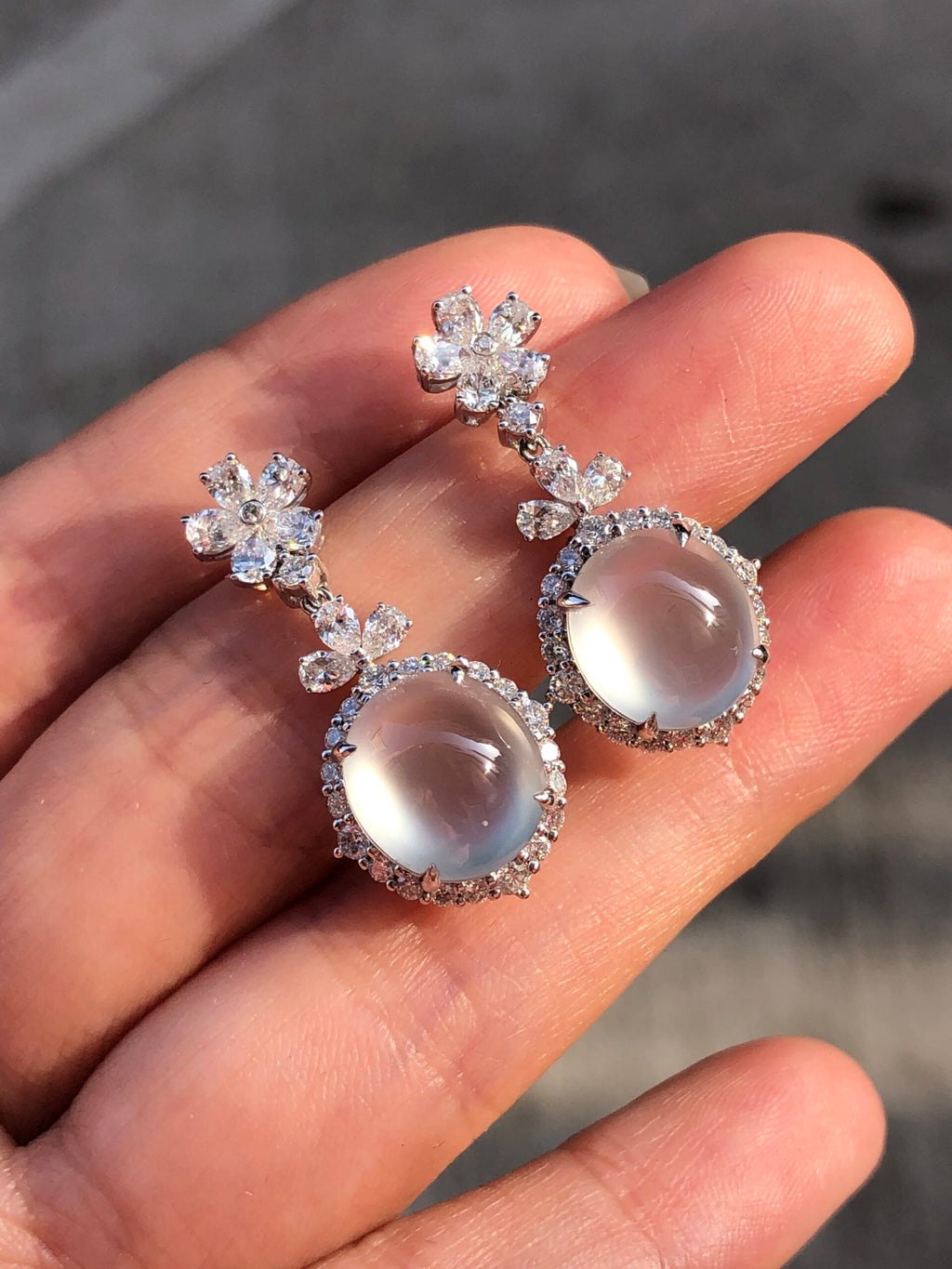 Icy Jade Cabochon Earrings (Glassy Variety)