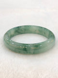 Icy Bluish Green Floral Jade Bangle