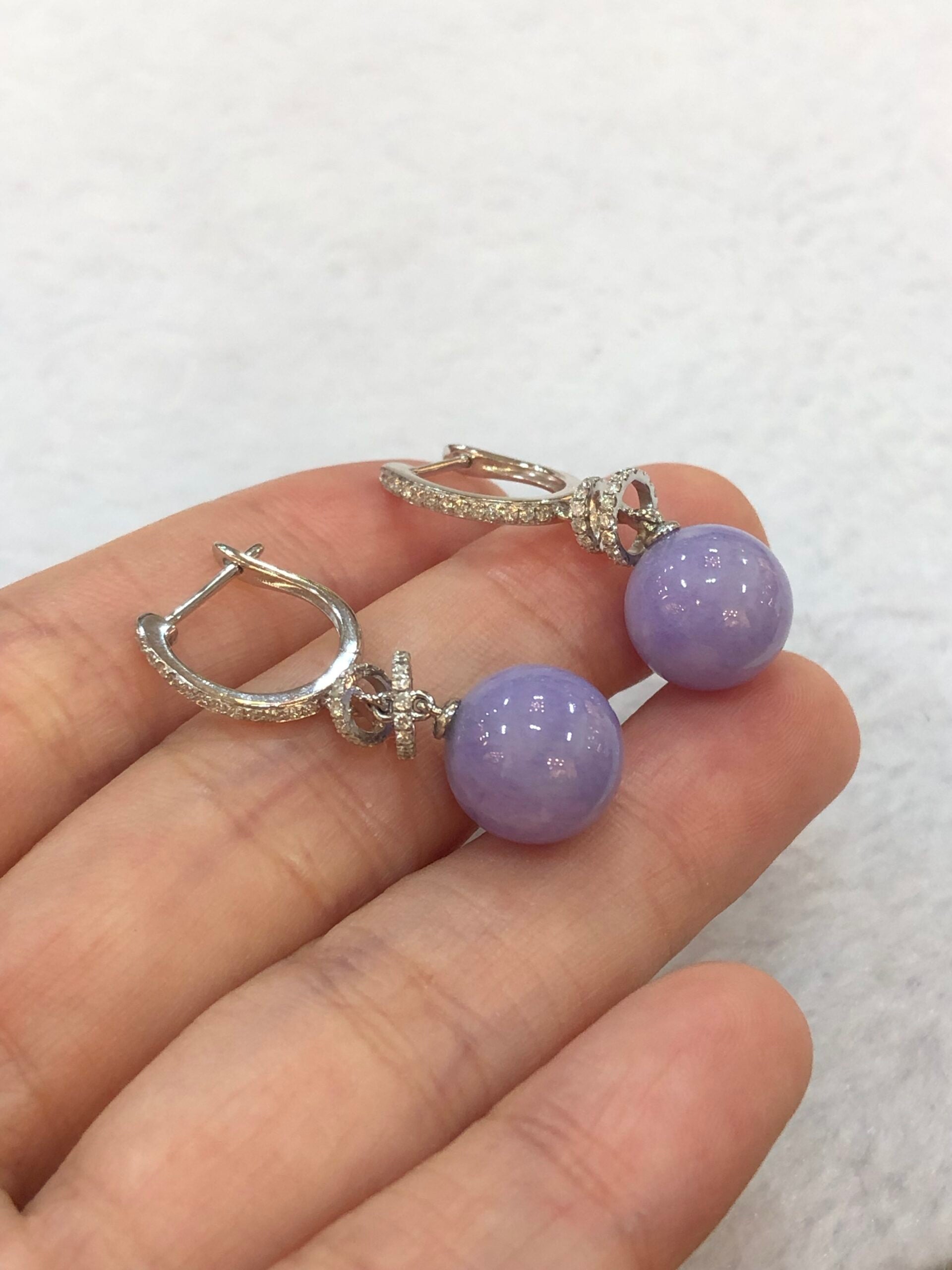 Lavender Jade Ball Earrings
