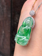 Icy Green Jade Guan Yin Pendant