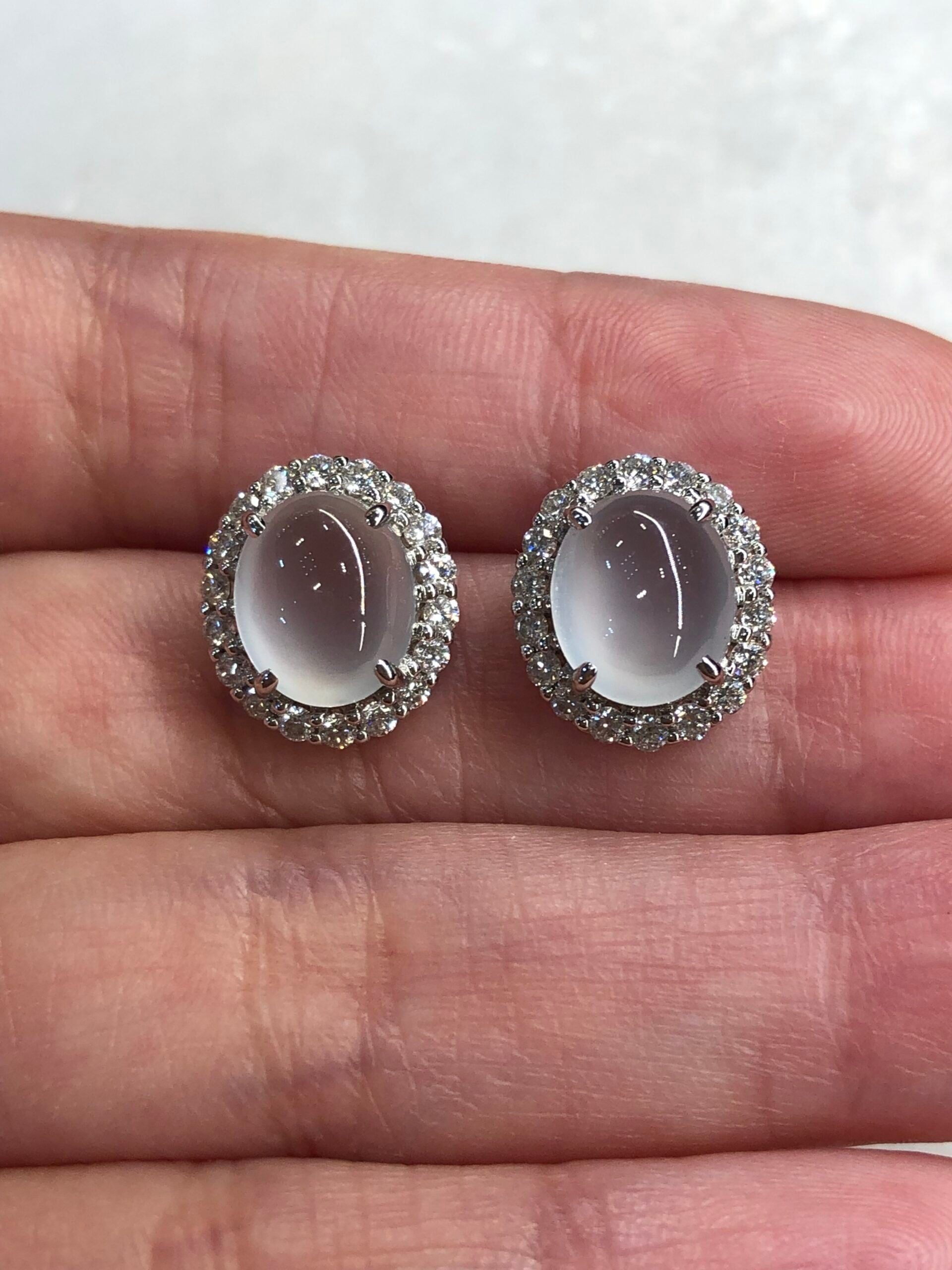 Icy Jade Cabochons Earrings (Glassy Variety)