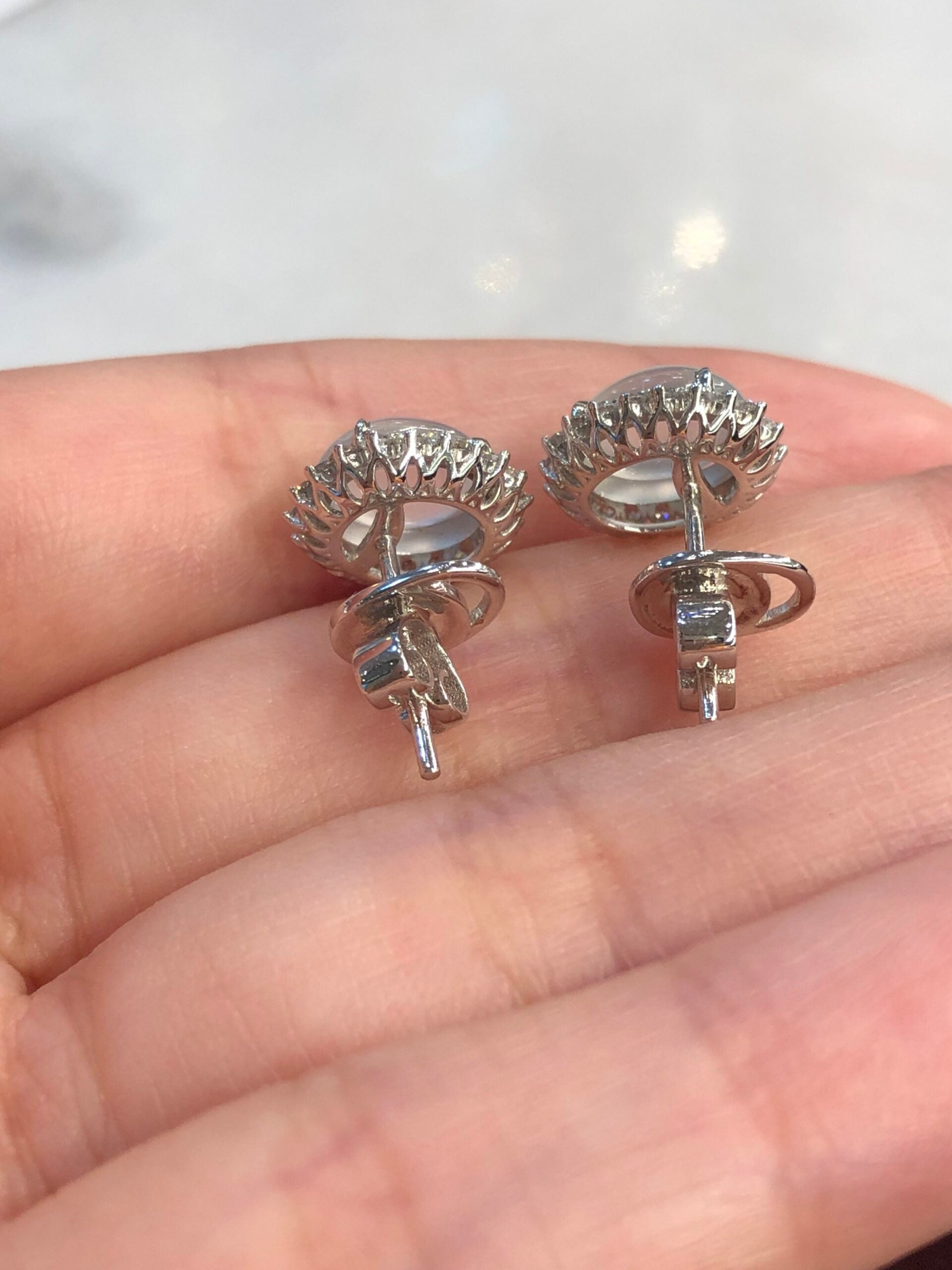 Icy Jade Cabochons Earrings (Glassy Variety)