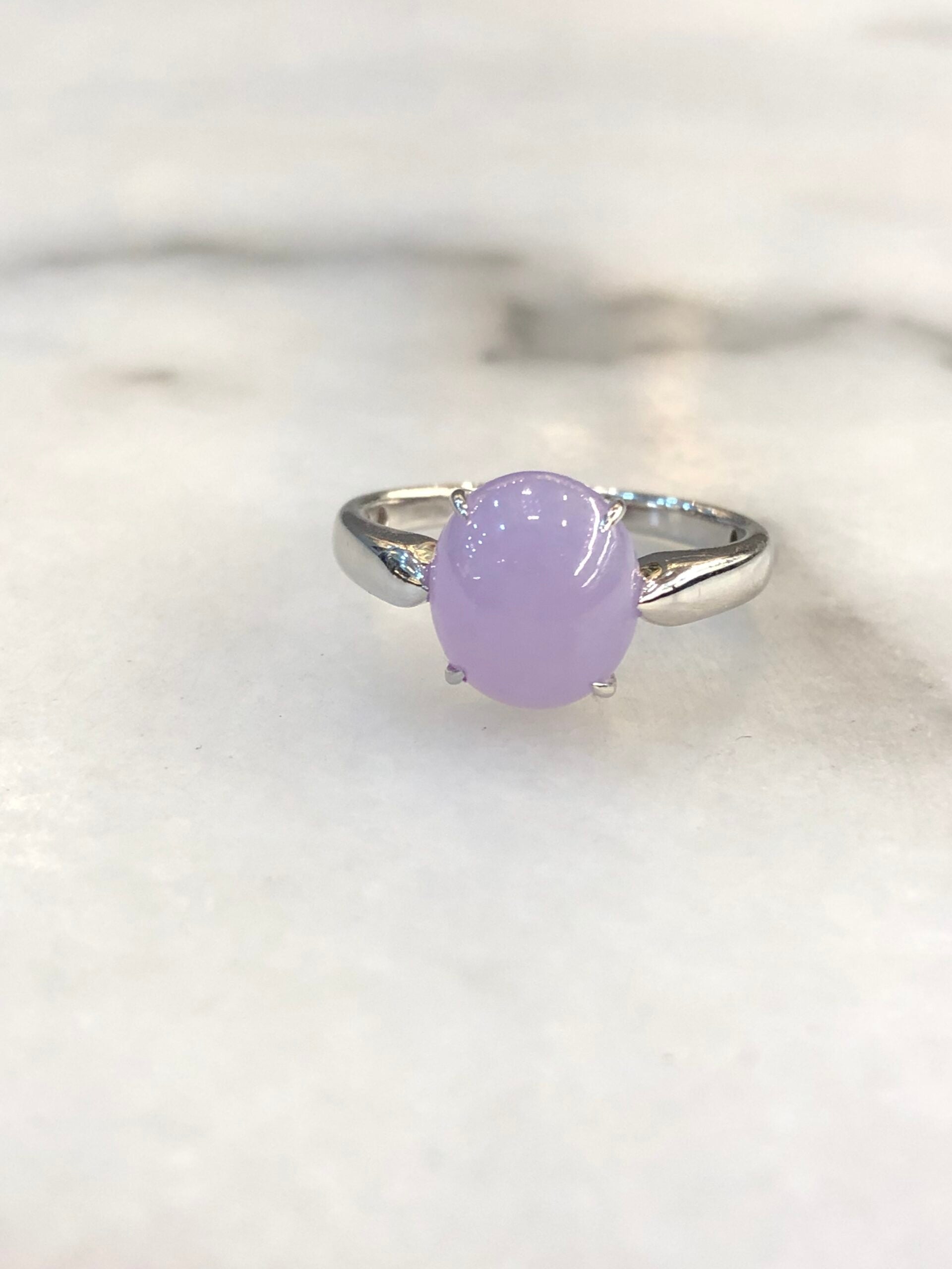 Lavender Jade Cabochon Ring