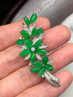 Icy Green Jade Flower Brooch/ Pendant