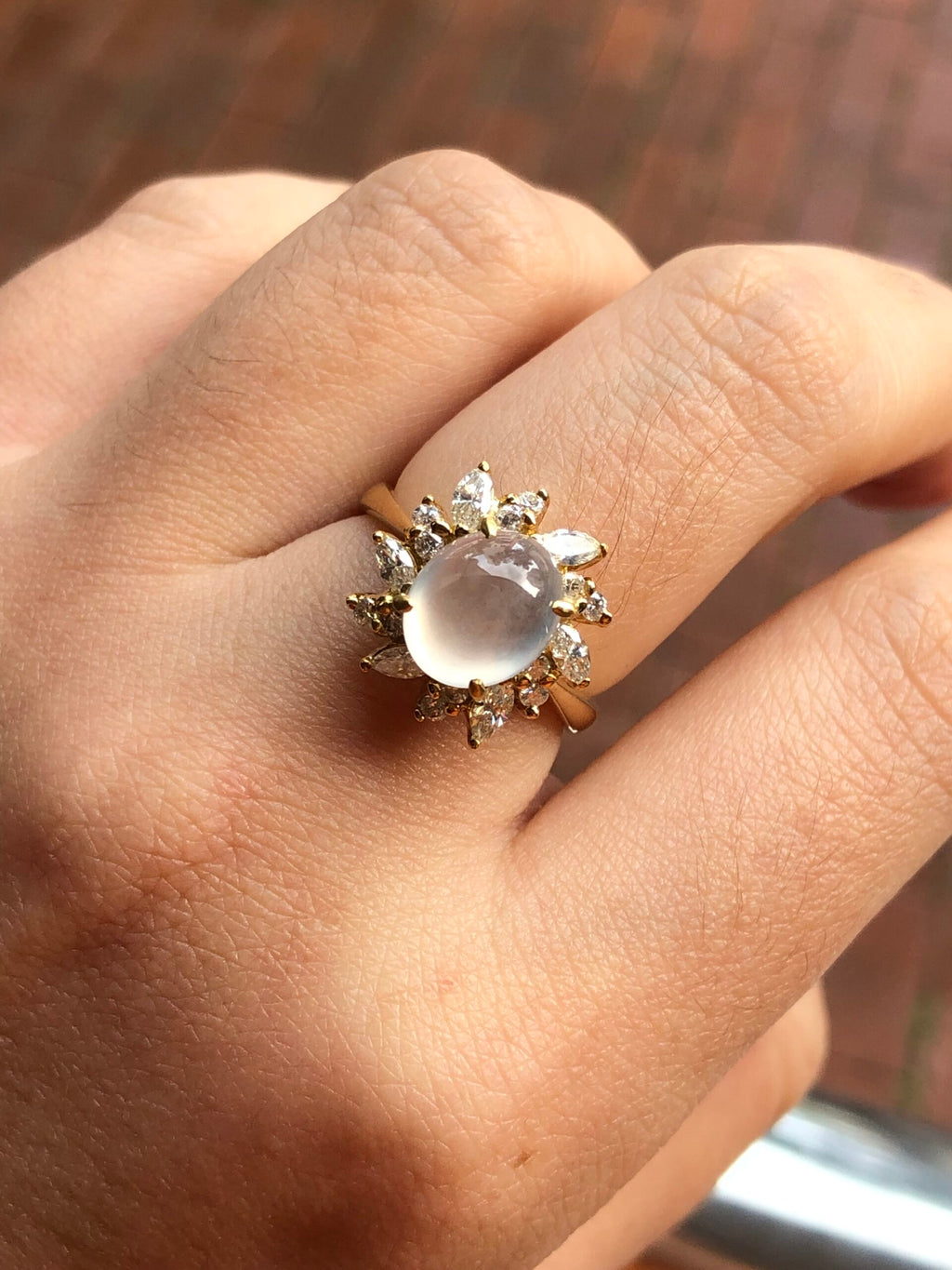 Icy Jade Cabochon Ring (Glassy Variety)