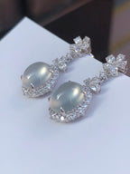 Icy Jade Cabochon Earrings (Glassy Variety)