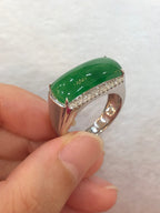 Green Jade Saddle Ring