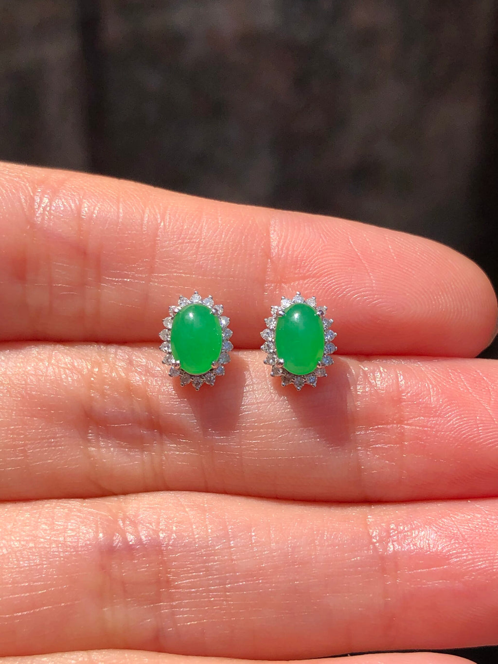 Icy Green Jade Cabochons Earrings