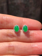 Icy Green Jade Cabochons Earrings