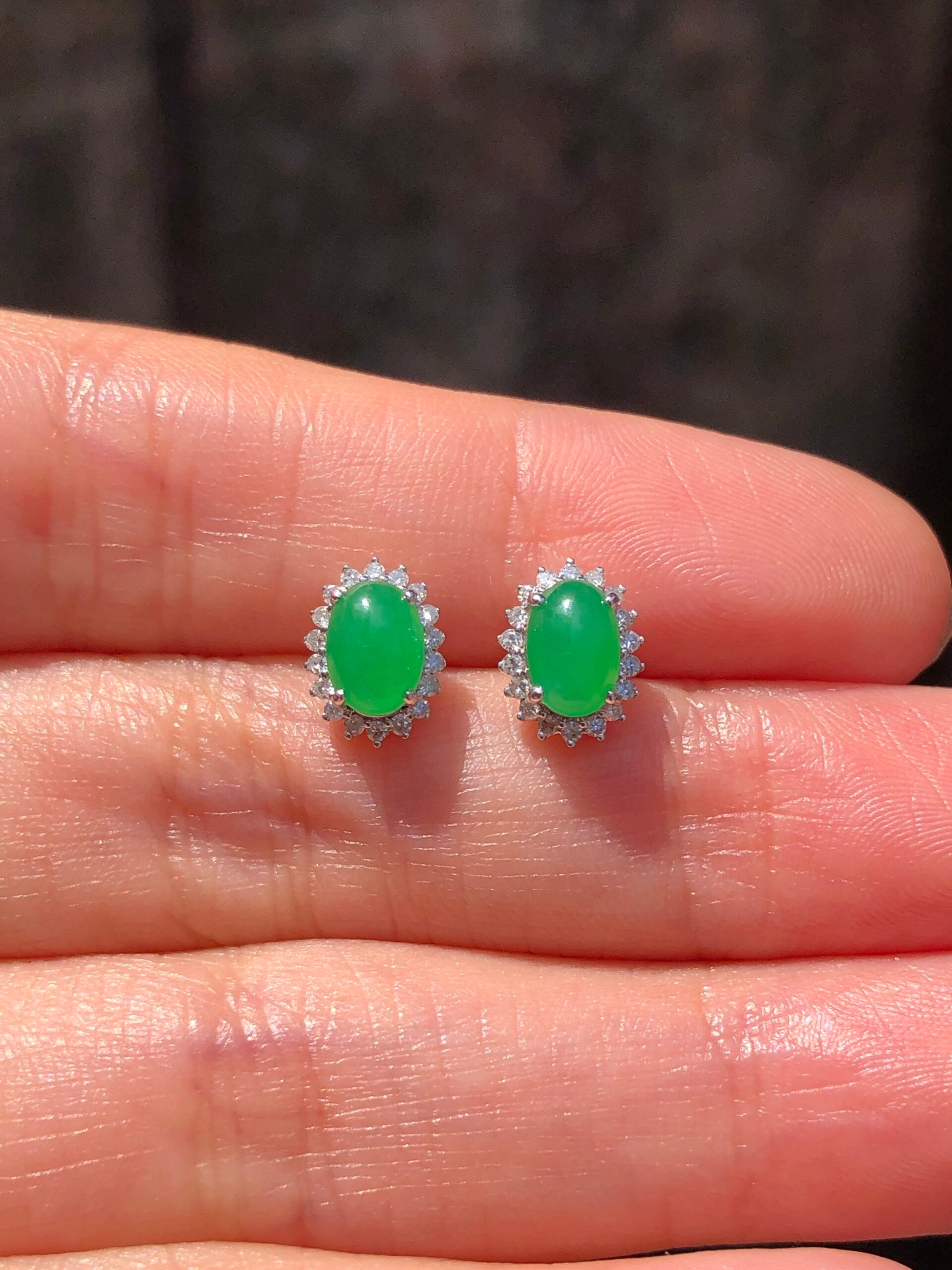 Icy Green Jade Cabochons Earrings