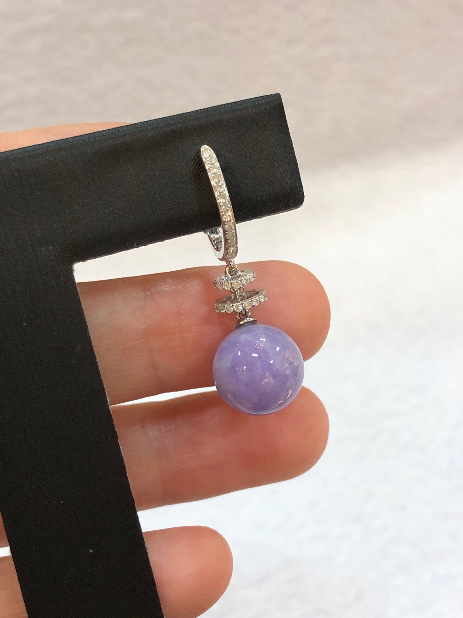 Lavender Jade Ball Earrings