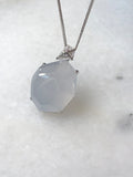 Natural Type A icy white faceted jadeite pendant in 18K white gold and natural diamonds | ClassicJade Singapore