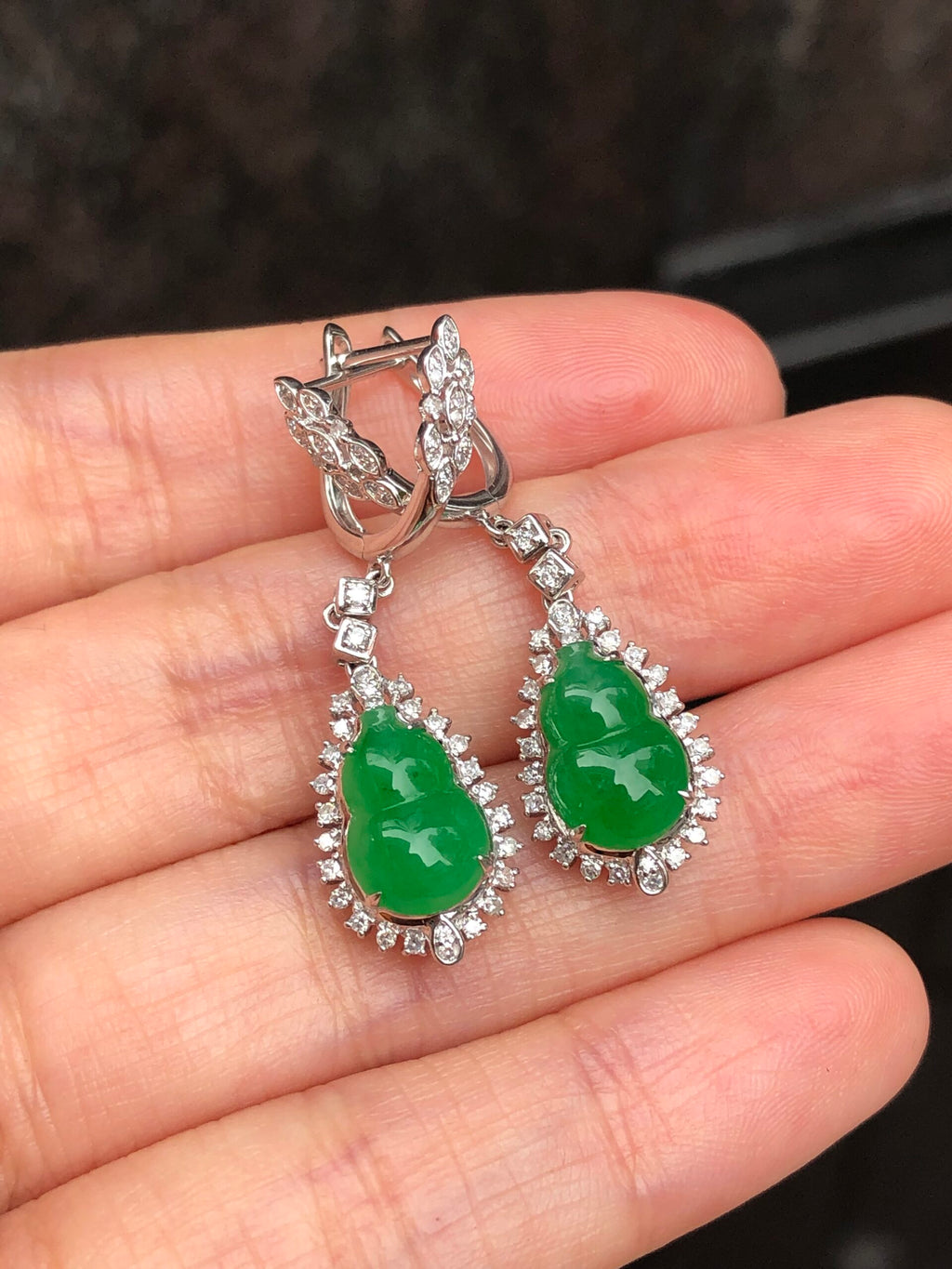 Icy Green Jade Gourd Earrings