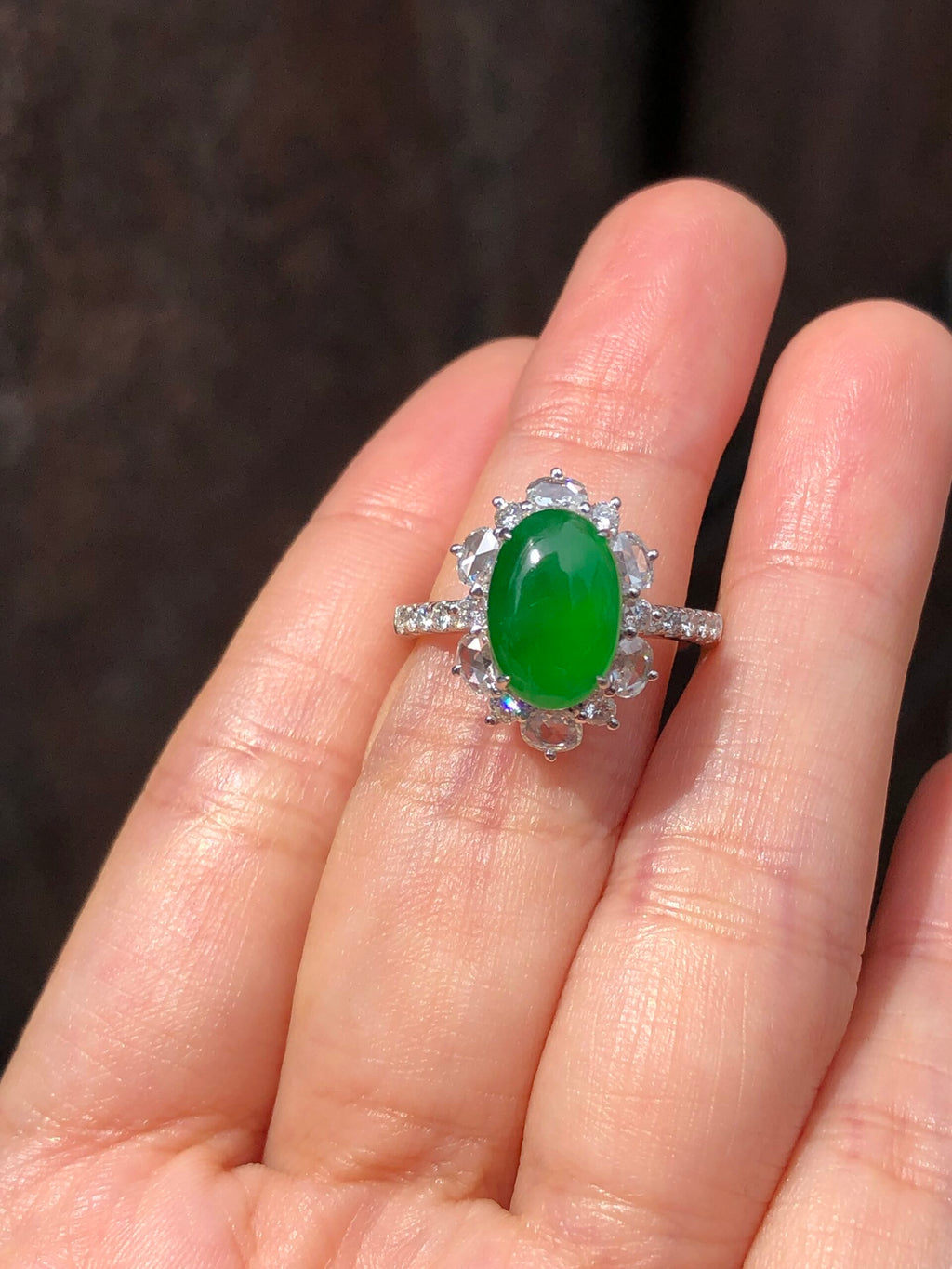 Green Jade Cabochon Ring