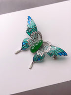 Green Jade Pea Pod Butterfly Pendant/Brooch