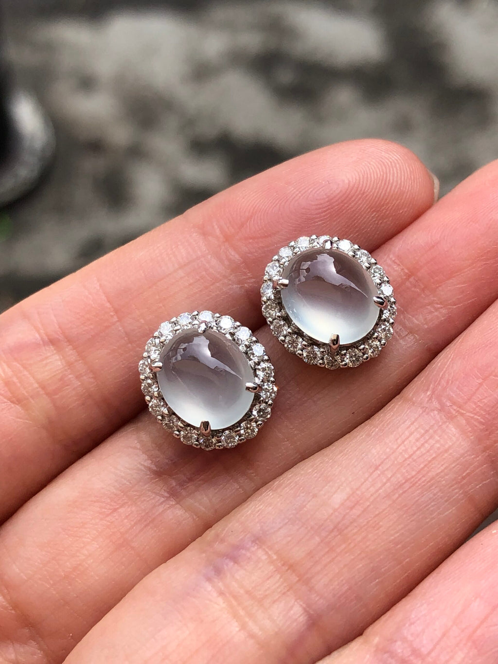 Icy Jade Cabochons Earrings (Glassy Variety)