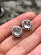 Icy Jade Cabochons Earrings (Glassy Variety)