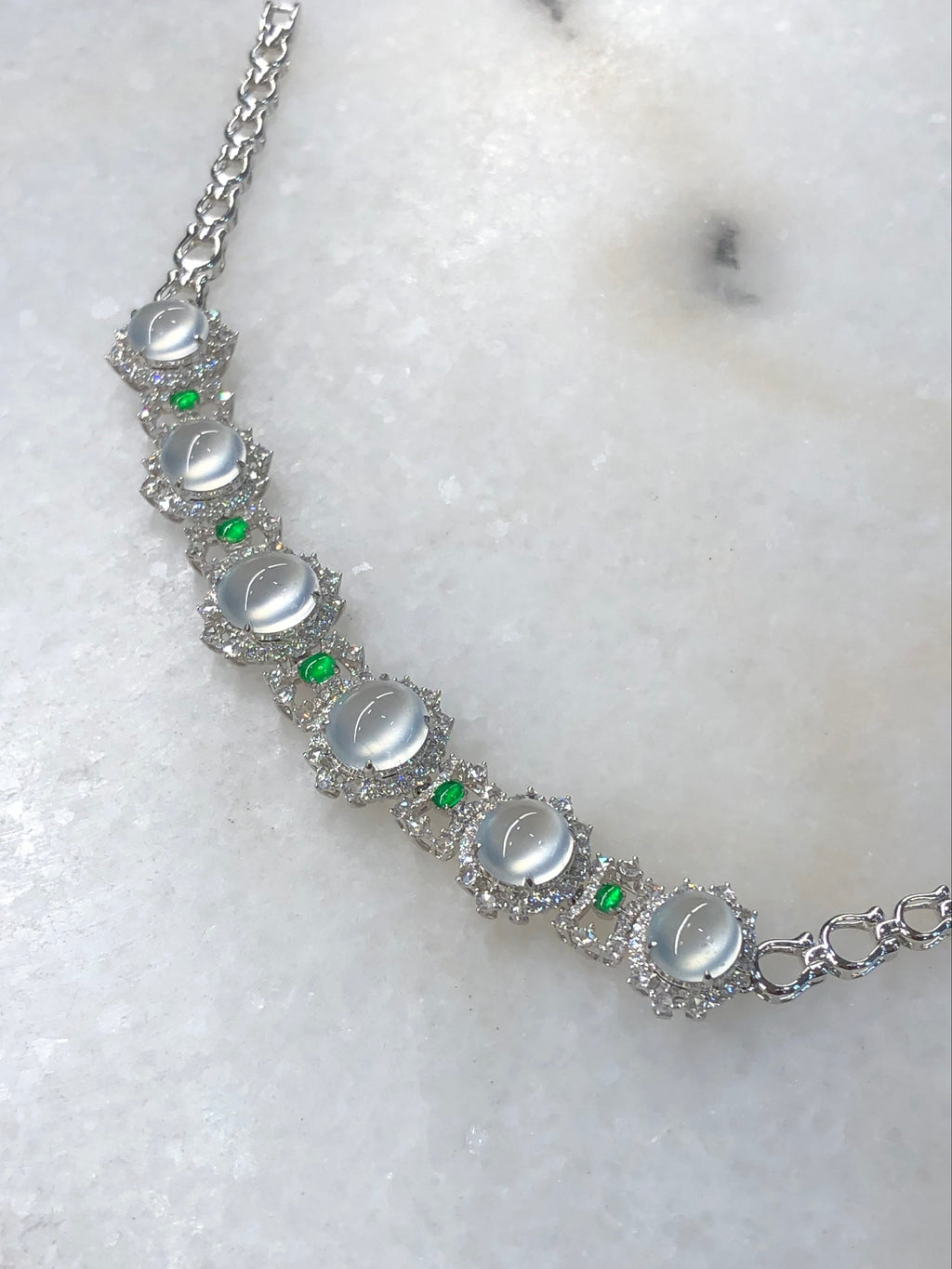 Icy Jadeite Cabochon Bracelet (Glassy Variety) | Natural Type A Jadeite | ClassicJade Singapore