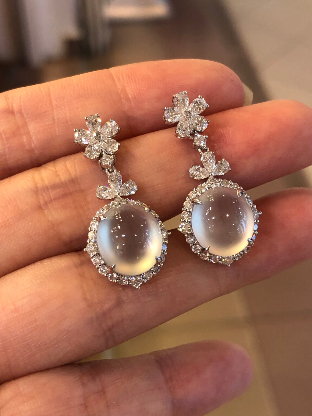 Icy Jade Cabochon Earrings (Glassy Variety)