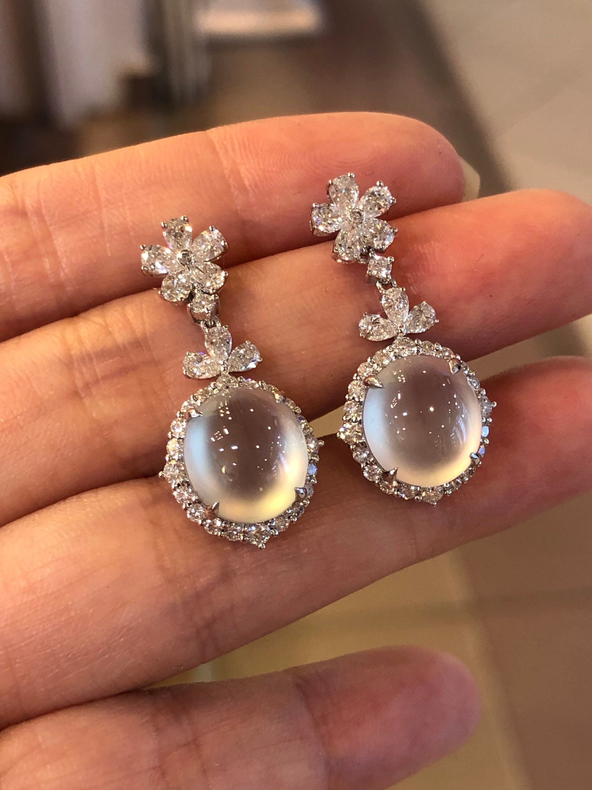 Icy Jade Cabochon Earrings (Glassy Variety)