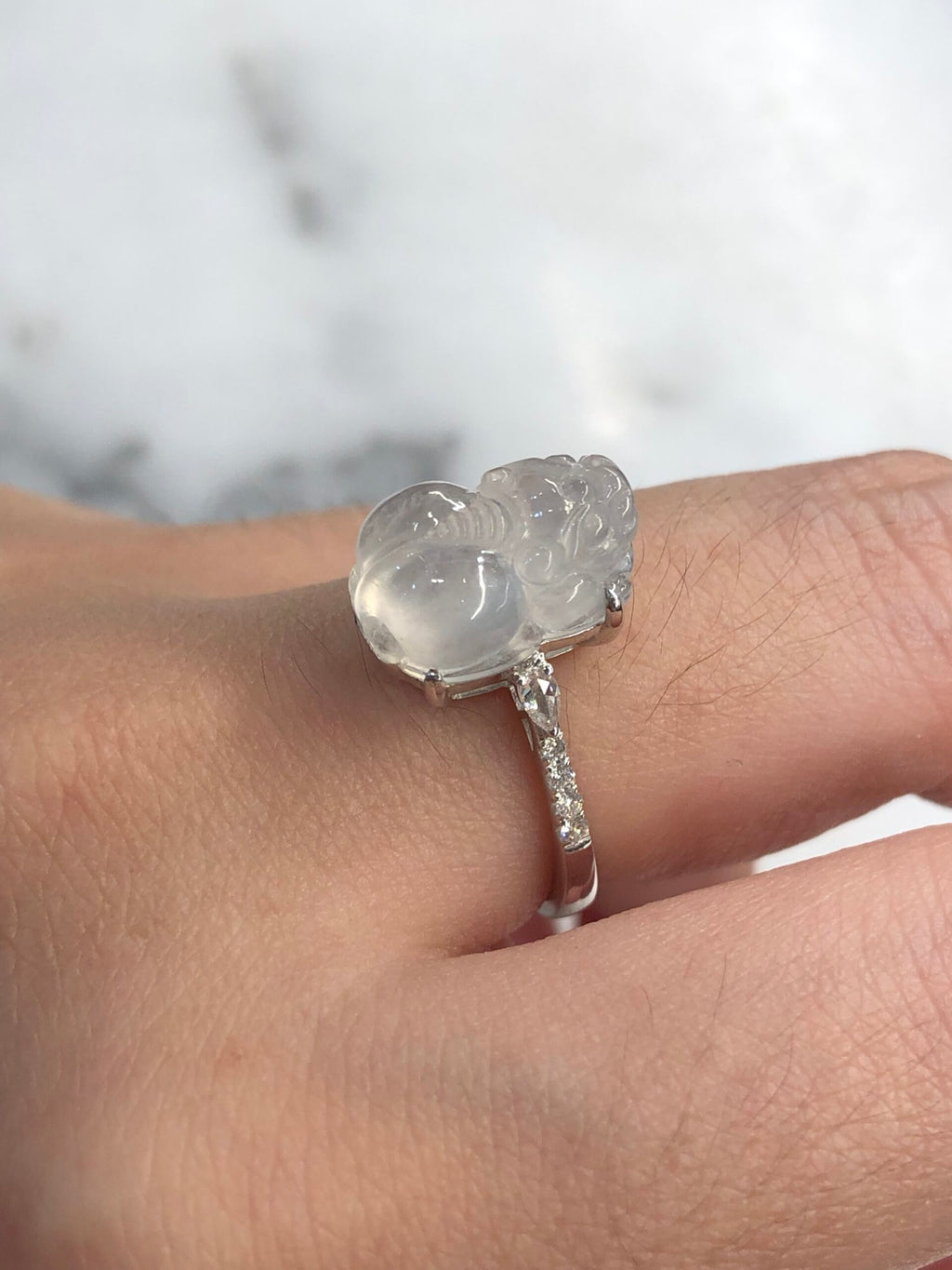 Icy Jade Pixiu Ring
