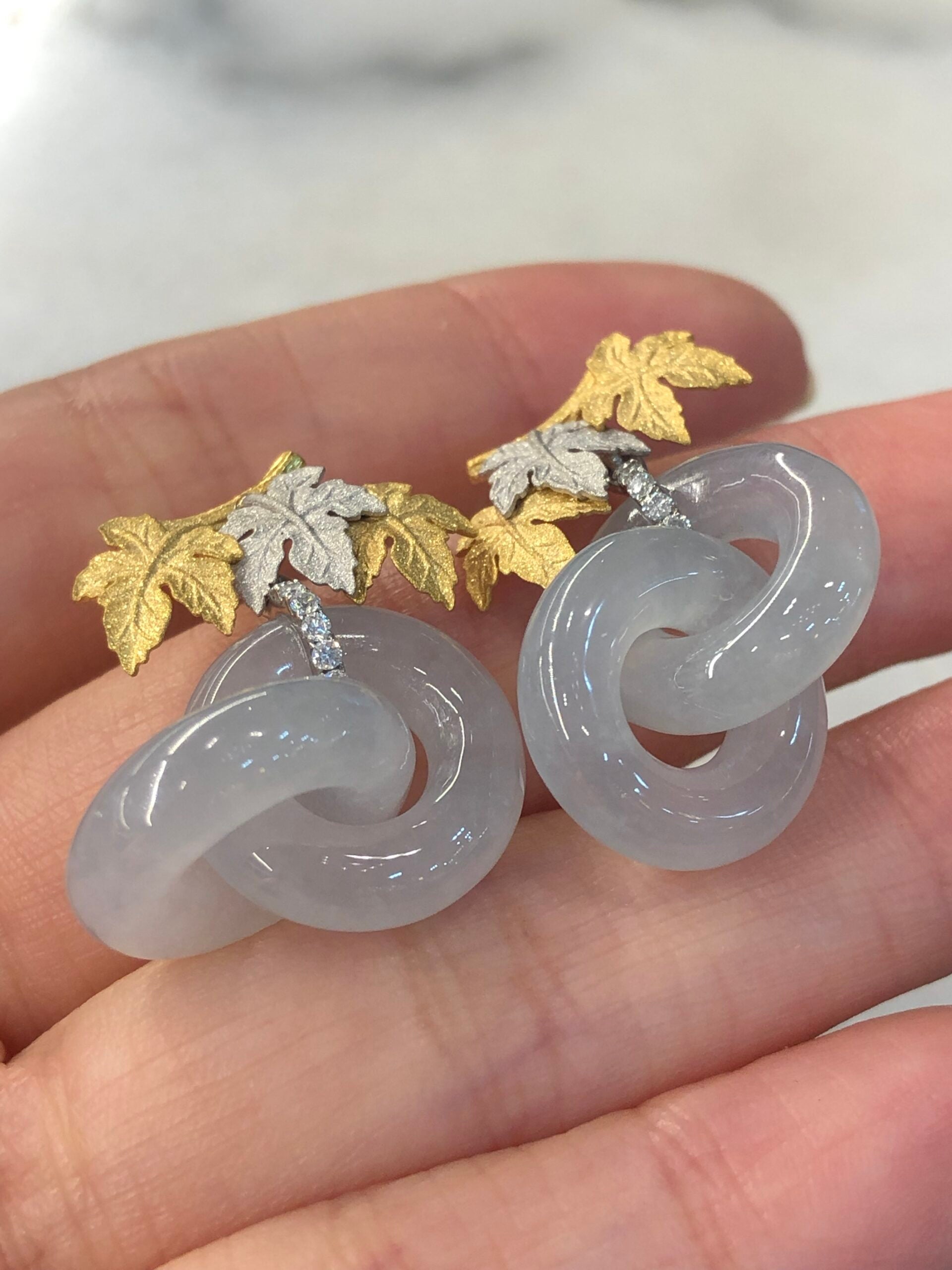 Icy Jade Double Loops Earrings