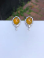 Icy Honey Jade Cabochons Earrings
