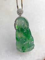 Icy Green Jade Guan Yin Pendant
