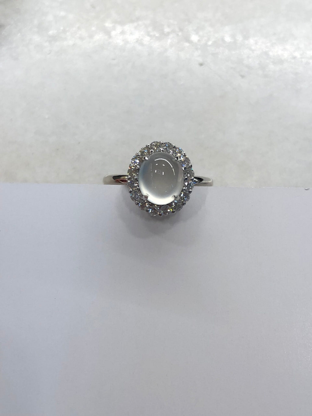 Icy Jade Cabochon Ring (Glassy Variety)