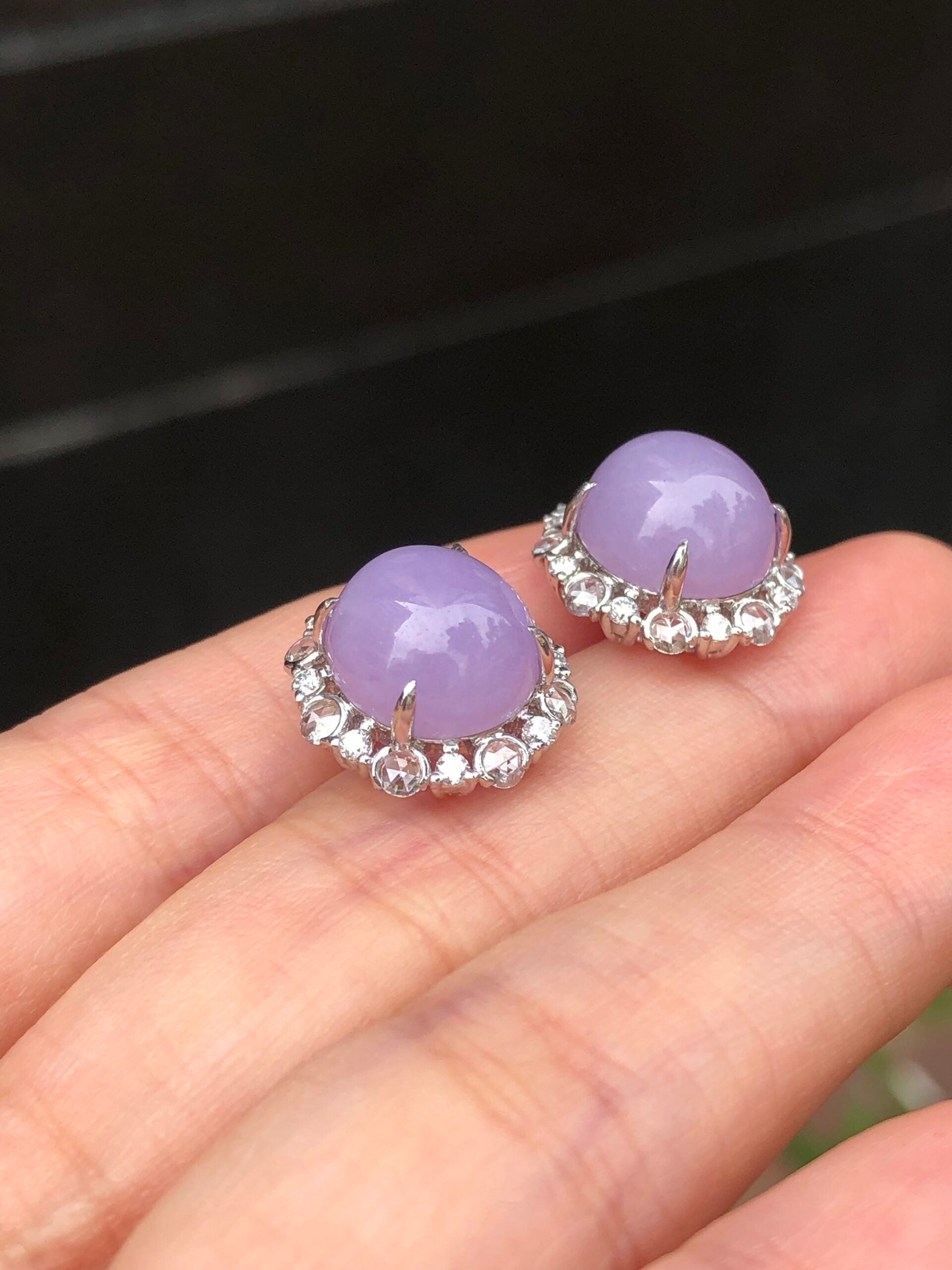 Lavender Jade Cabochons Earrings