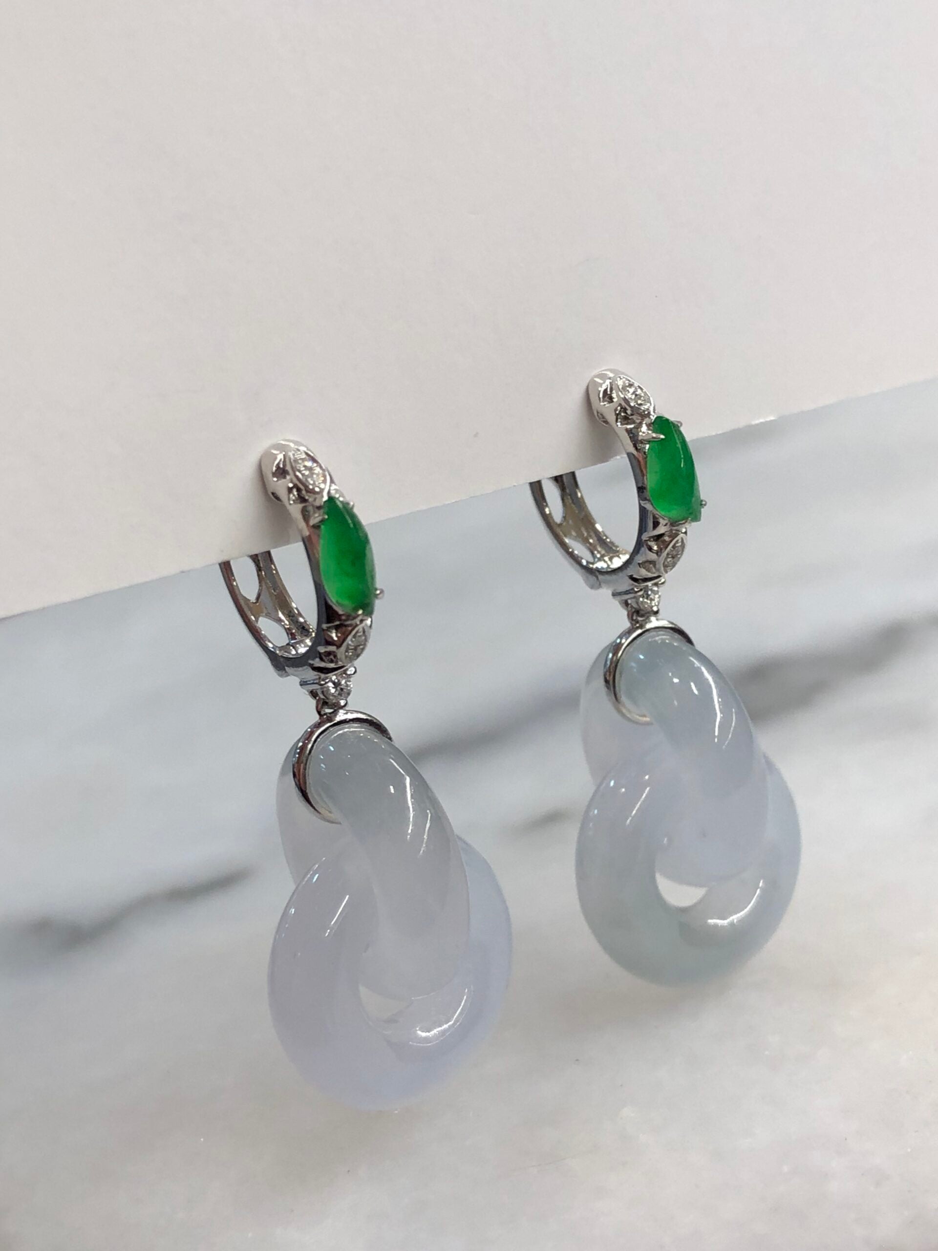 Icy Jade Double Loops Earrings