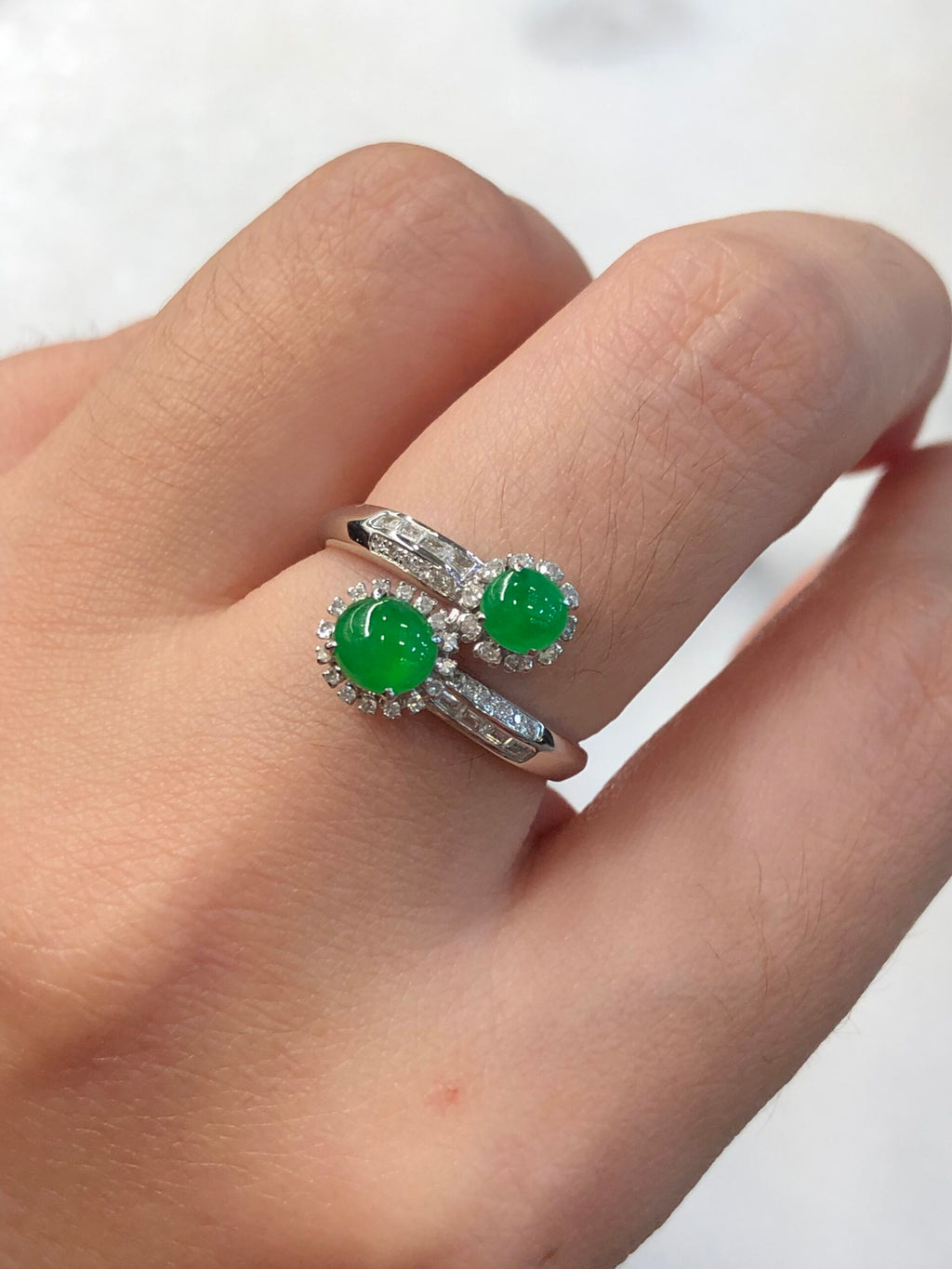 Green Jade Cabochons Ring