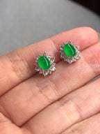 Icy Green Jade Cabochons Earrings