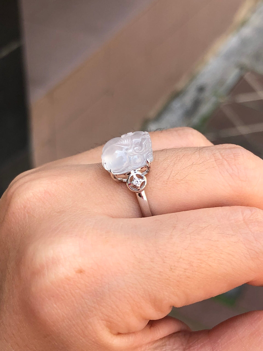 Icy Jade Pixiu Ring