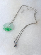 Icy Green Safety Coin Jadeite Pendant with 18K White Gold Chain | ClassicJade Singapore
