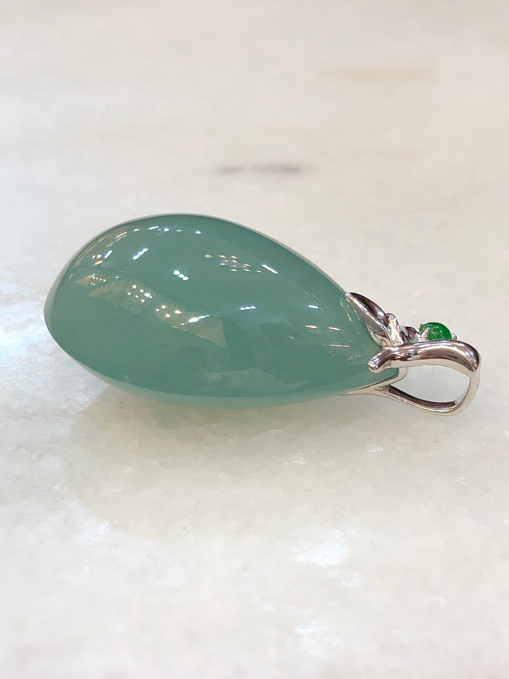 Bluish Green Jade Dewdrop Pendant