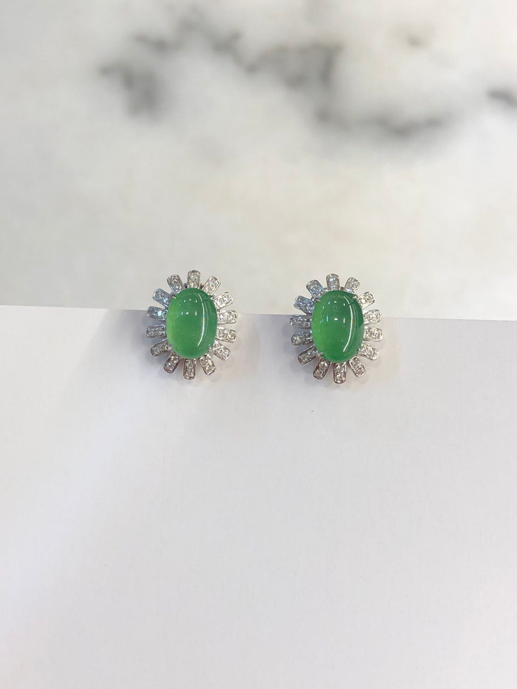 Green Jade Cabochons Earrings