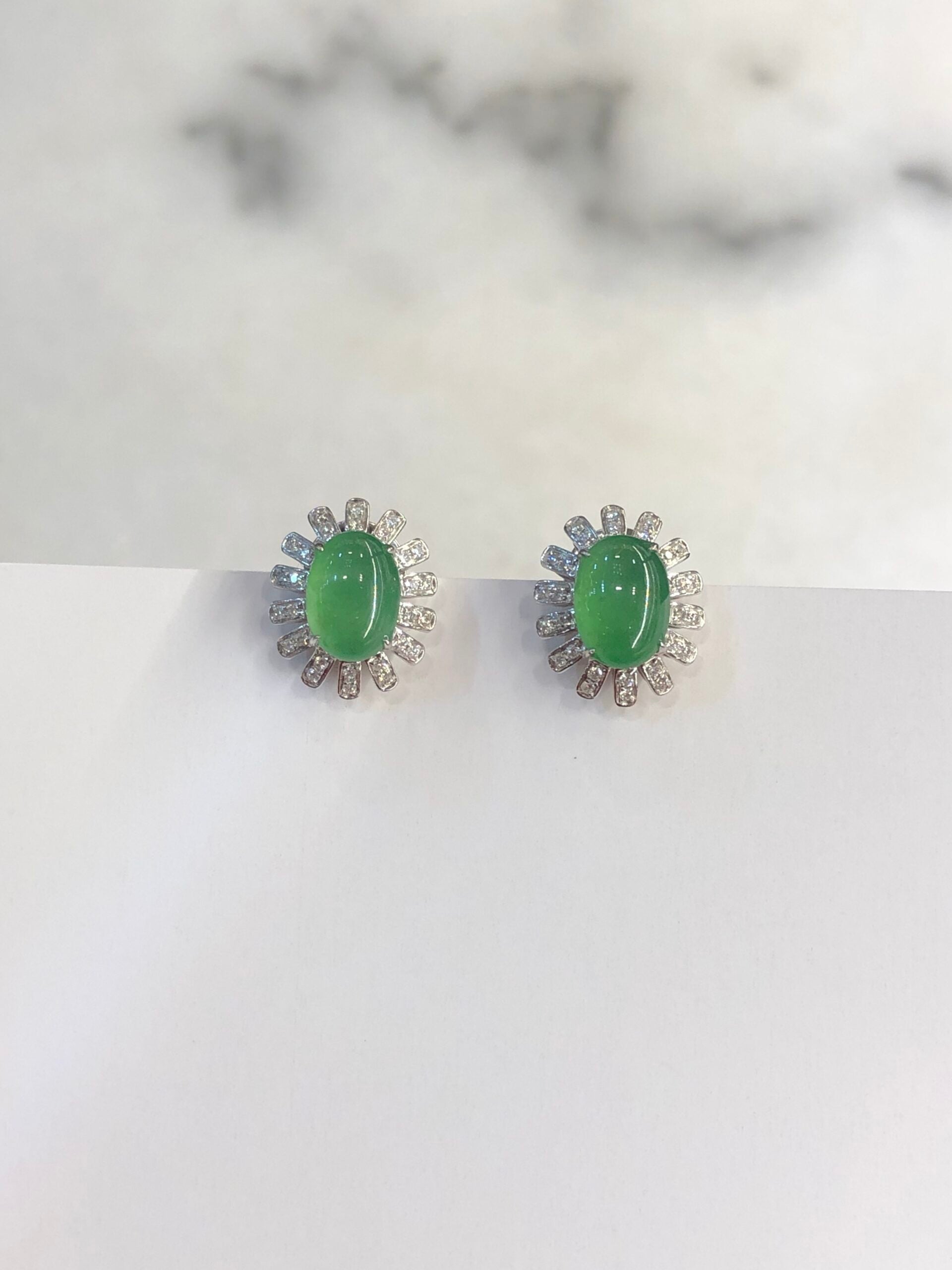 Green Jade Cabochons Earrings
