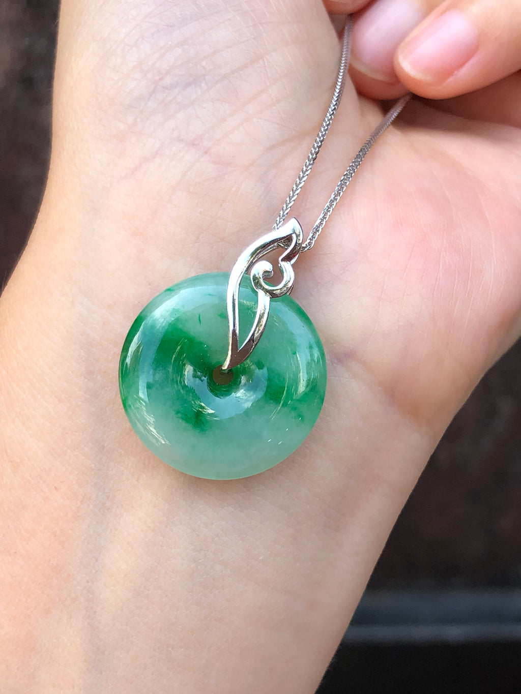 Green Safety Coin Jadeite Pendant