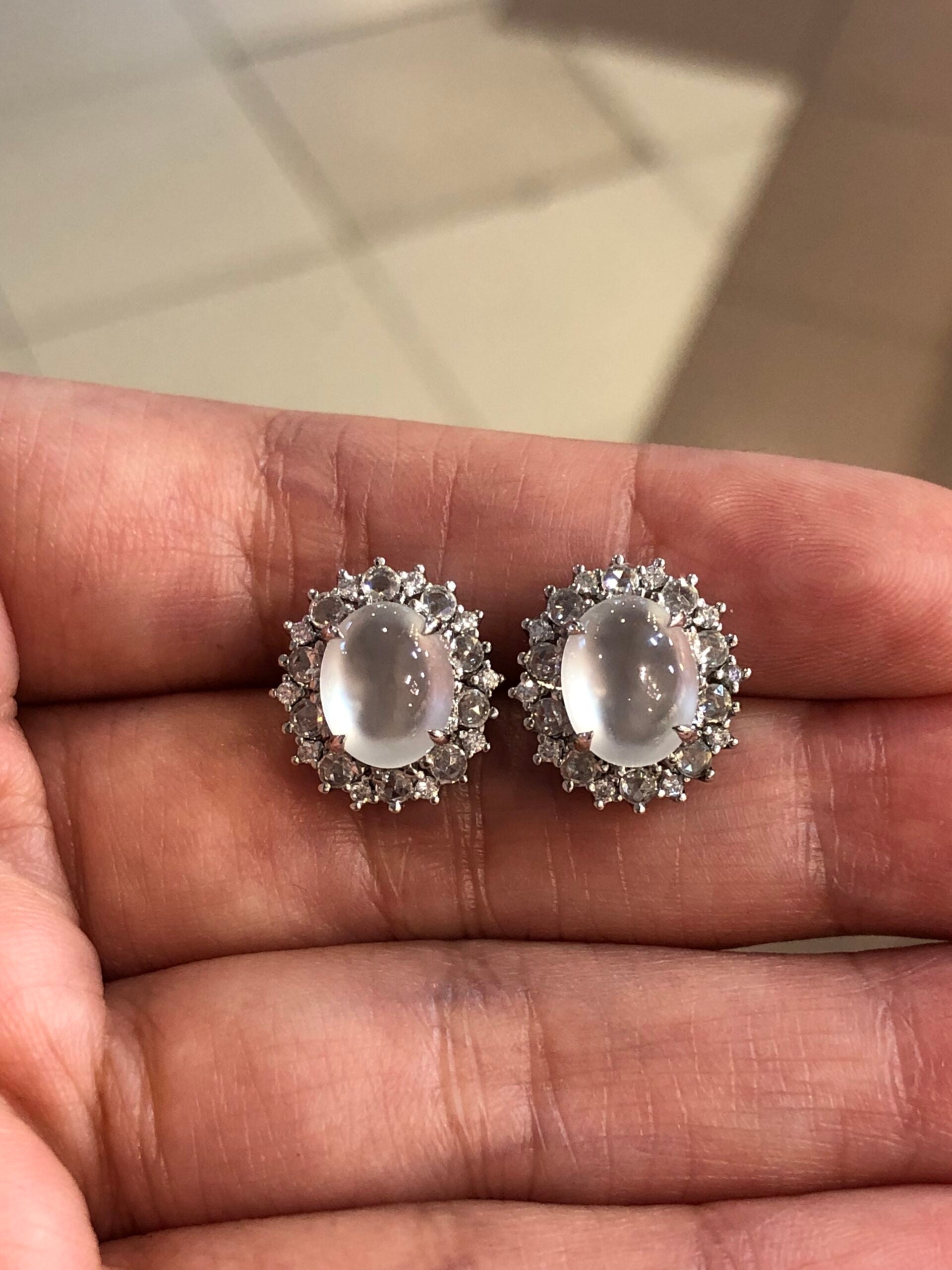Icy Jade Cabochons Earrings (Glassy Variety)