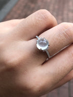 Icy Jade Cabochon Ring (Glassy Variety)