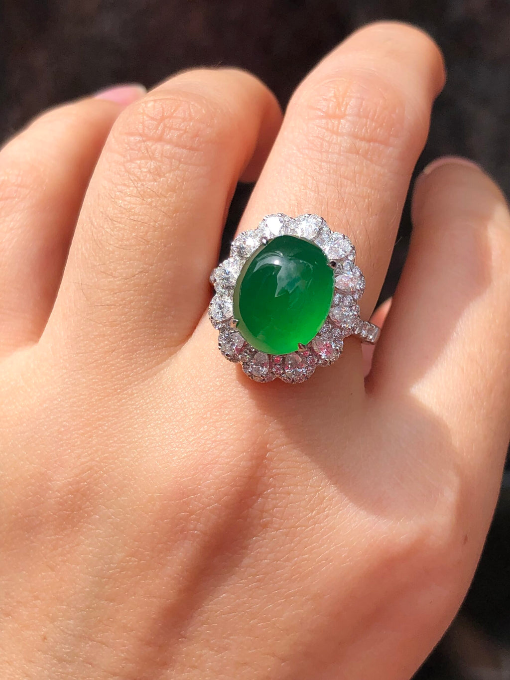 Green Jade Cabochon Ring/ Pendant