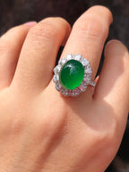 Green Jade Cabochon Ring/ Pendant