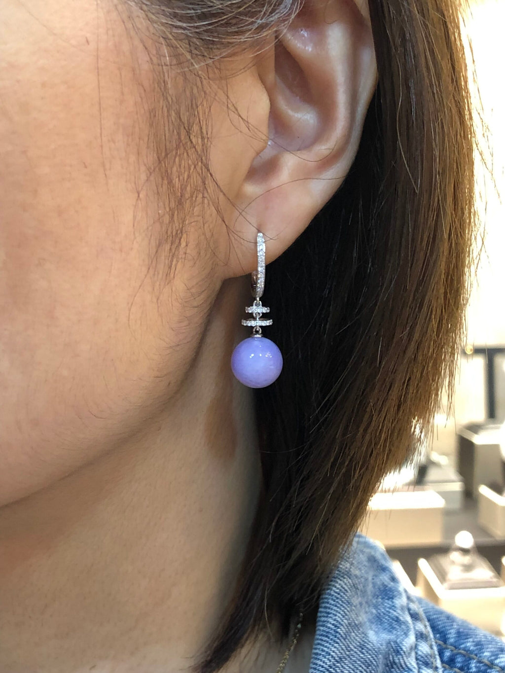 Lavender Jade Ball Earrings
