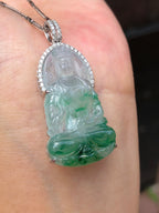 Icy Green Jade Guan Yin Pendant